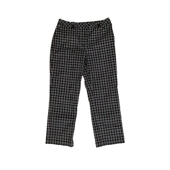 Liz Claiborne Liz Golf Audra Women's Size 8 Pants Black Blue Geometric Check - Picture 1 of 12
